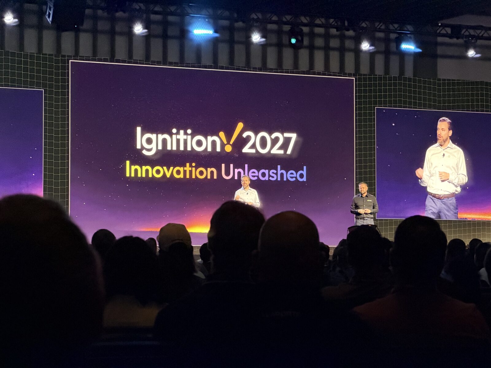 The keynote: Ignition 2027 and the move to annual majors Keynote stage with the Ignition 2027 Innovation Unleashed slide